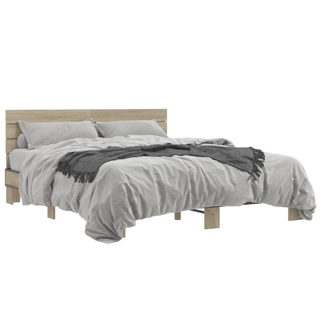 Bed Frame without Mattress Sonoma Oak 150x200 cm King Size