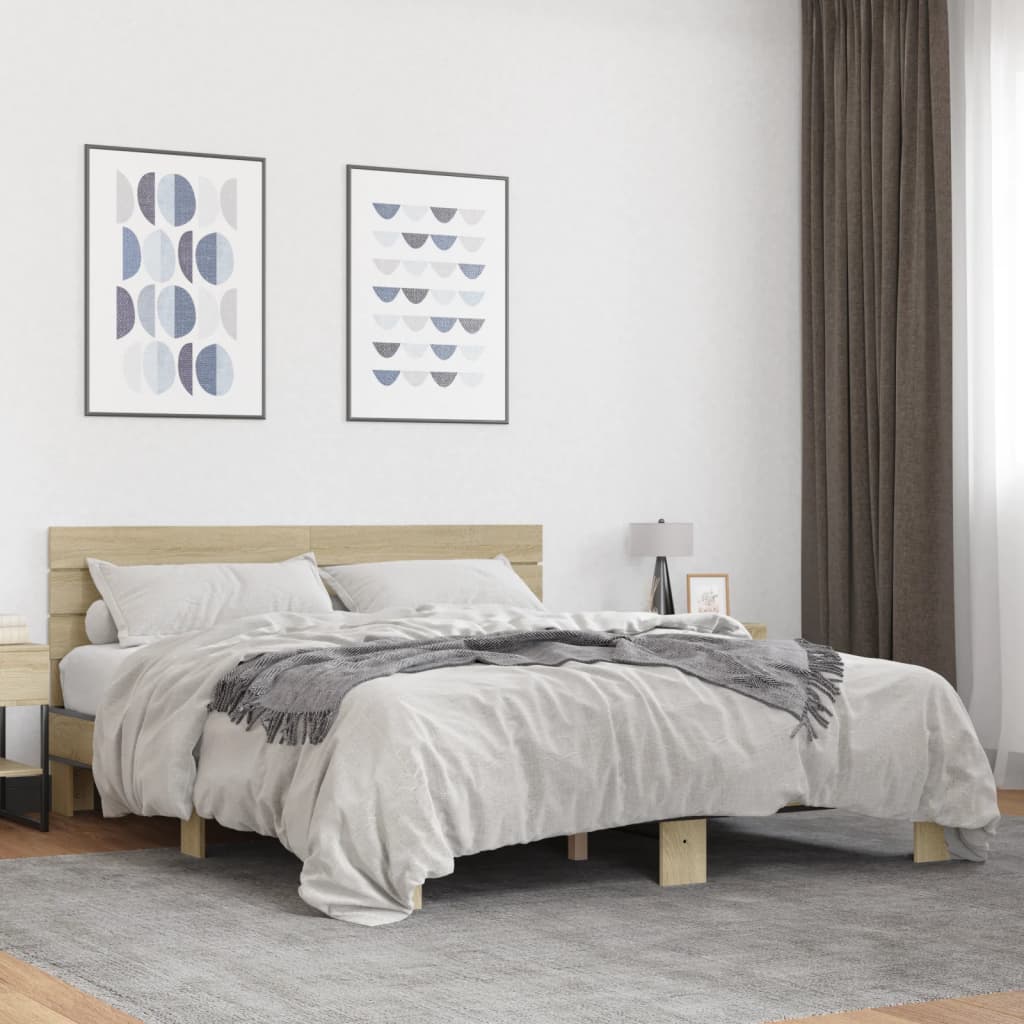Modern Wooden King Size 150cm Bed Frame Base With Headboard Solid Wood Beds