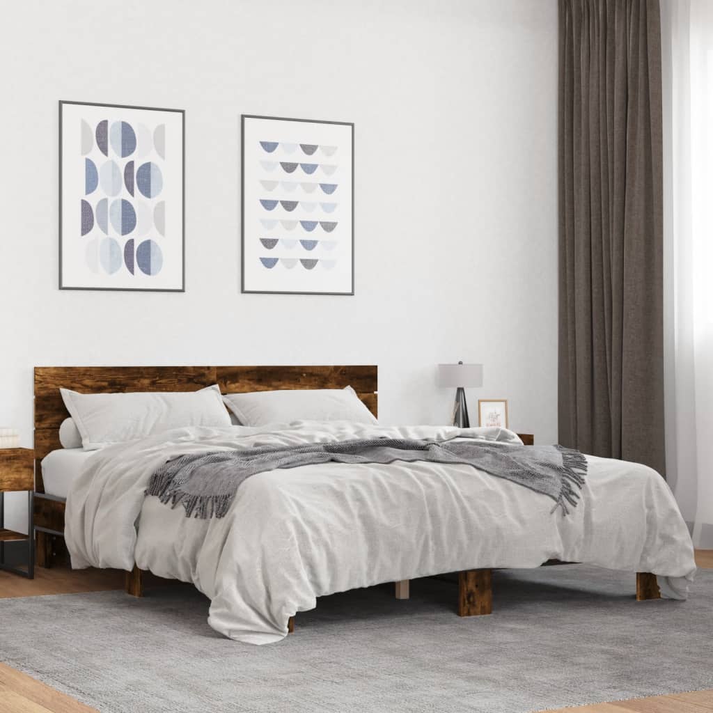 Modern Wooden King Size 150cm Bed Frame Base With Headboard Solid Wood Beds