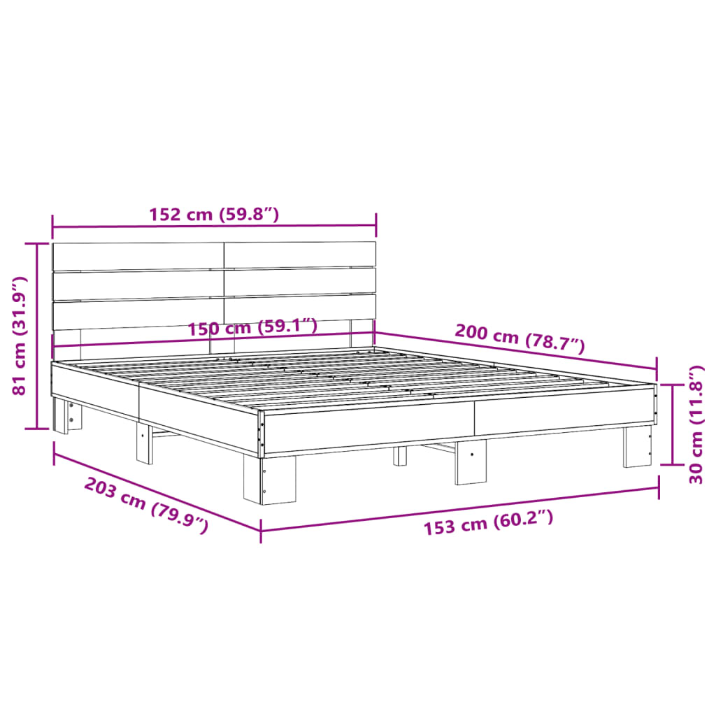 Modern Wooden King Size 150cm Bed Frame Base With Headboard Solid Wood Beds