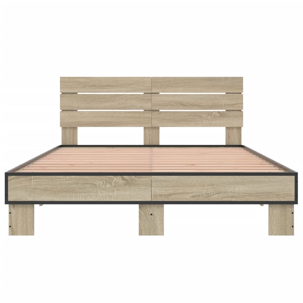 Bed Frame without Mattress Sonoma Oak 140x200 cm