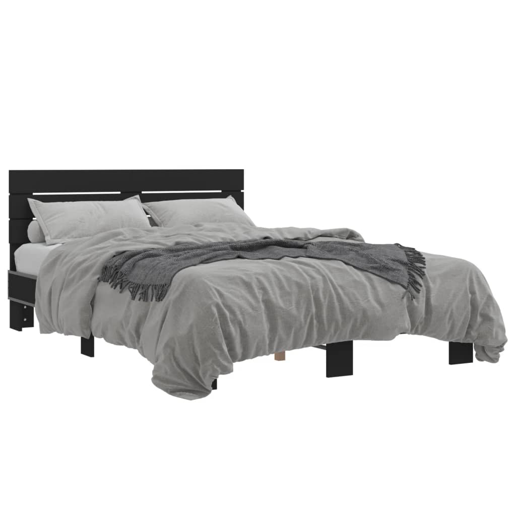 Modern Wooden Double Size 135cm Bed Frame Base With Headboard Wood Beds