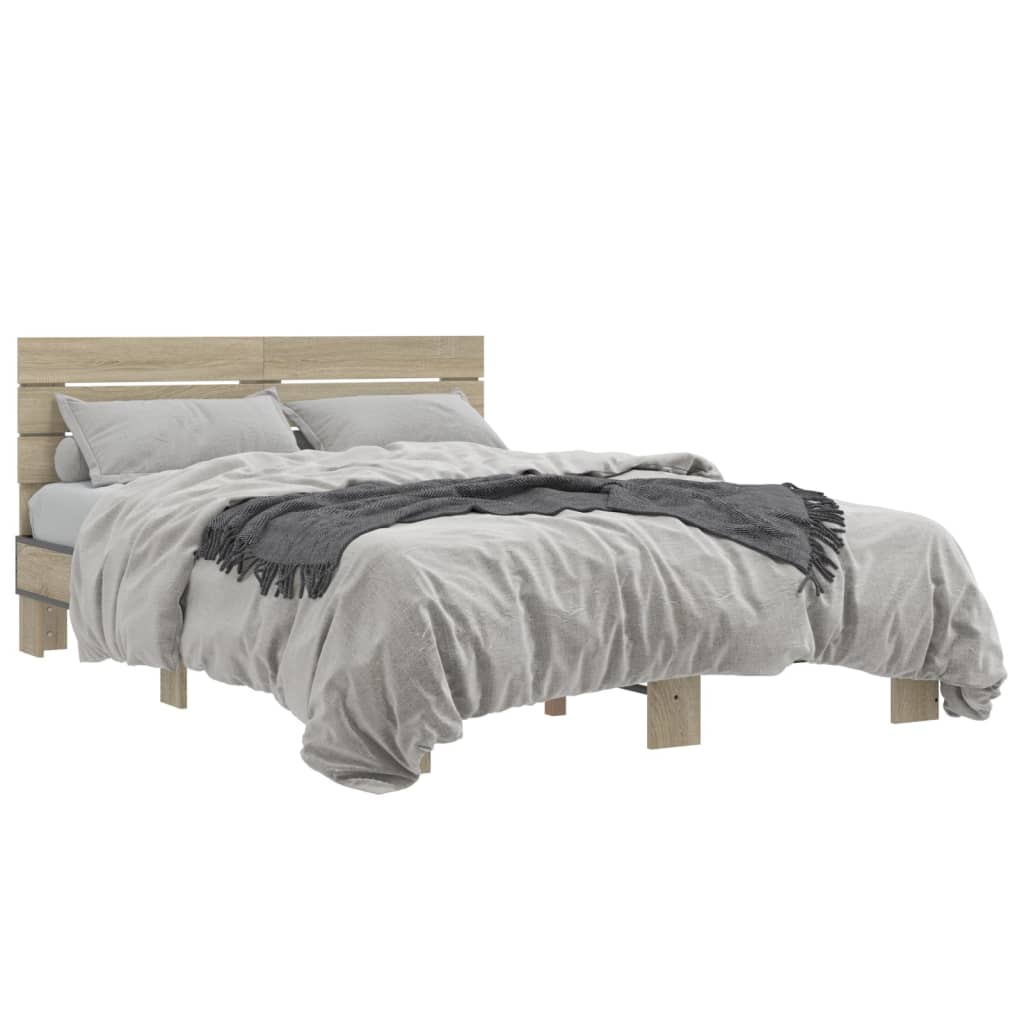 Modern Wooden Double Size 135cm Bed Frame Base With Headboard Wood Beds