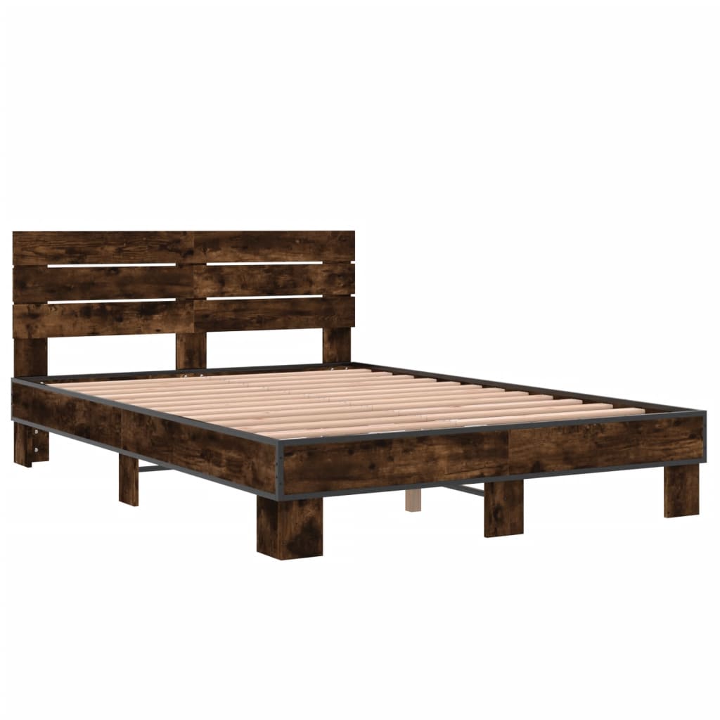 Modern Wooden Double Size 135cm Bed Frame Base With Headboard Wood Beds