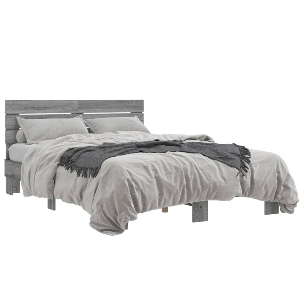 Modern Wooden Double Size 135cm Bed Frame Base With Headboard Wood Beds