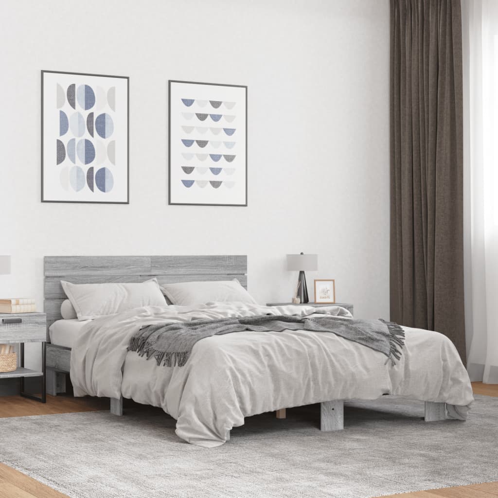 Modern Wooden Double Size 135cm Bed Frame Base With Headboard Wood Beds