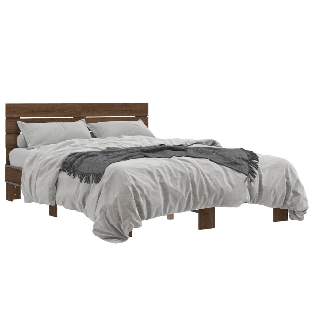 Modern Wooden Double Size 135cm Bed Frame Base With Headboard Wood Beds