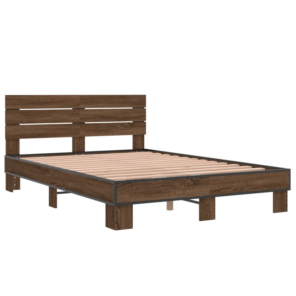 Modern Wooden Double Size 135cm Bed Frame Base With Headboard Wood Beds