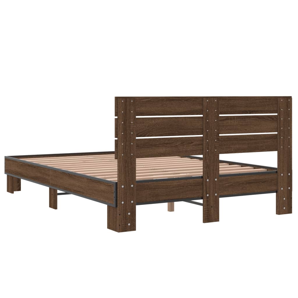 Modern Wooden Double Size 135cm Bed Frame Base With Headboard Wood Beds