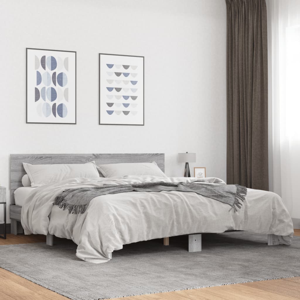 Bed Frame without Mattress Grey Sonoma 200x200 cm