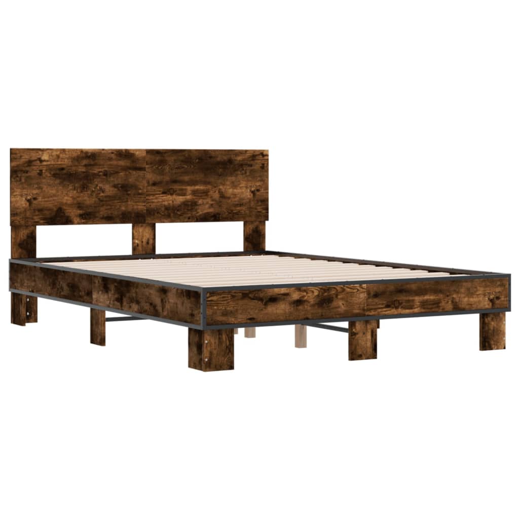 Bed Frame without Mattress Smoked Oak 120x200 cm