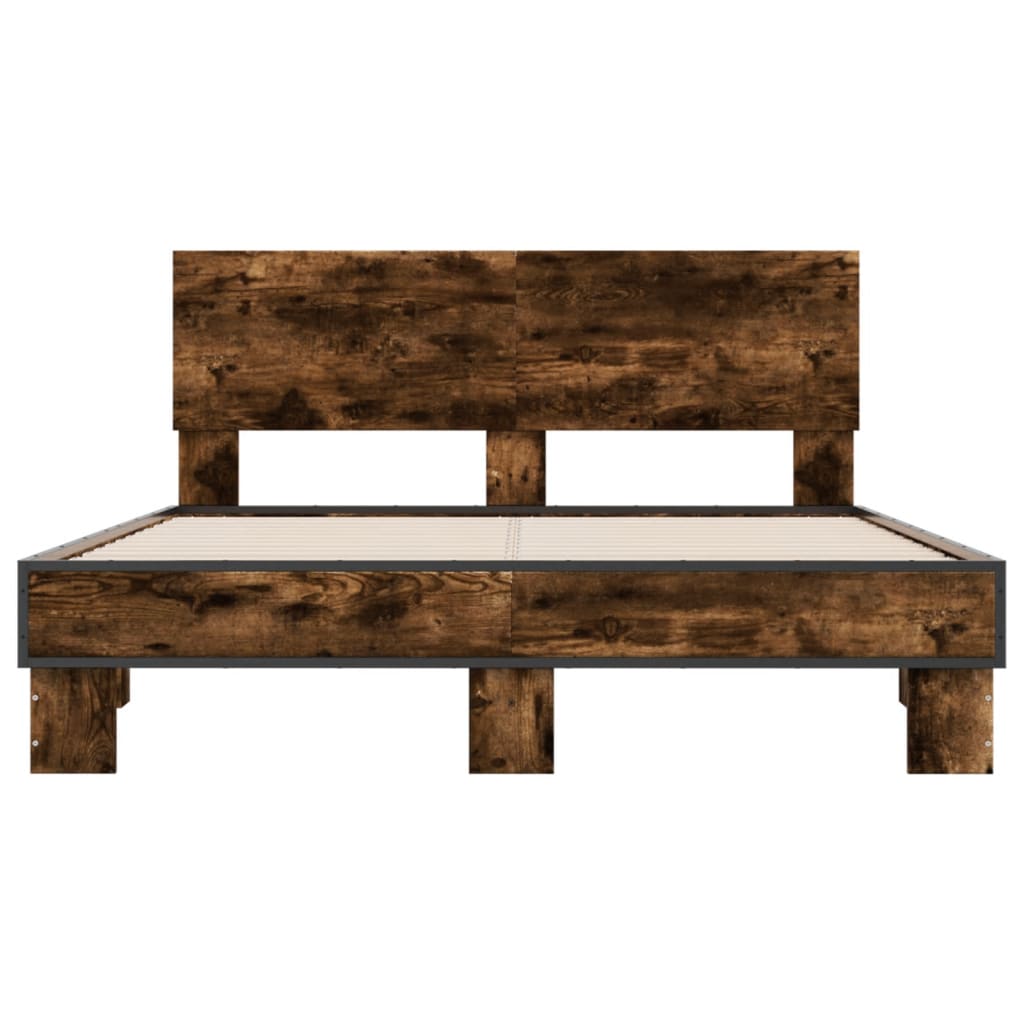 Bed Frame without Mattress Smoked Oak 120x200 cm