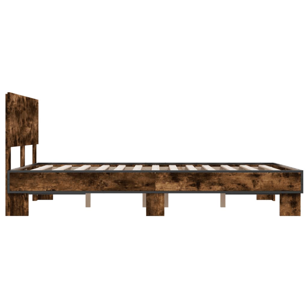 Bed Frame without Mattress Smoked Oak 120x200 cm