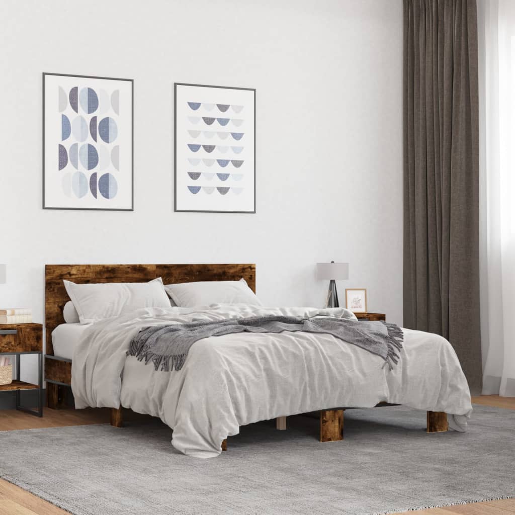Bed Frame without Mattress Smoked Oak 120x200 cm