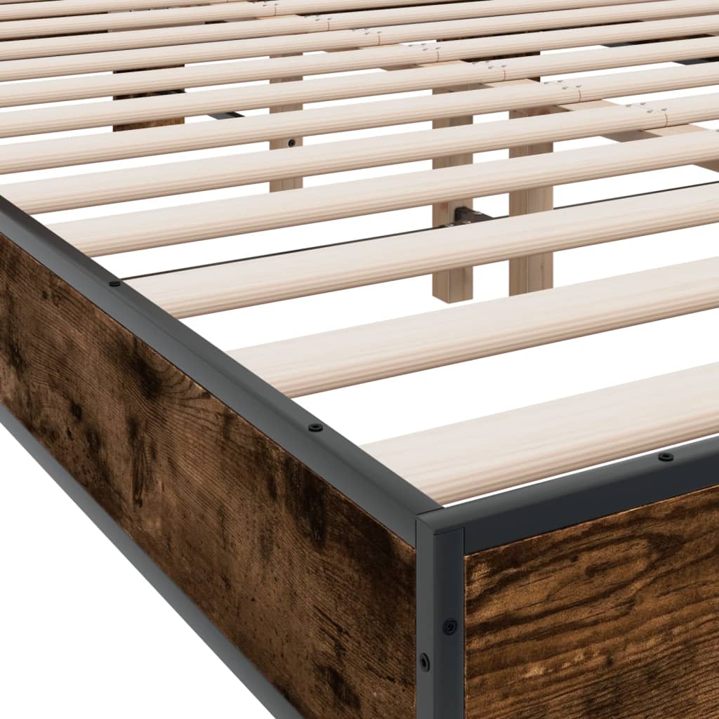 Bed Frame without Mattress Smoked Oak 120x190 cm Small Double
