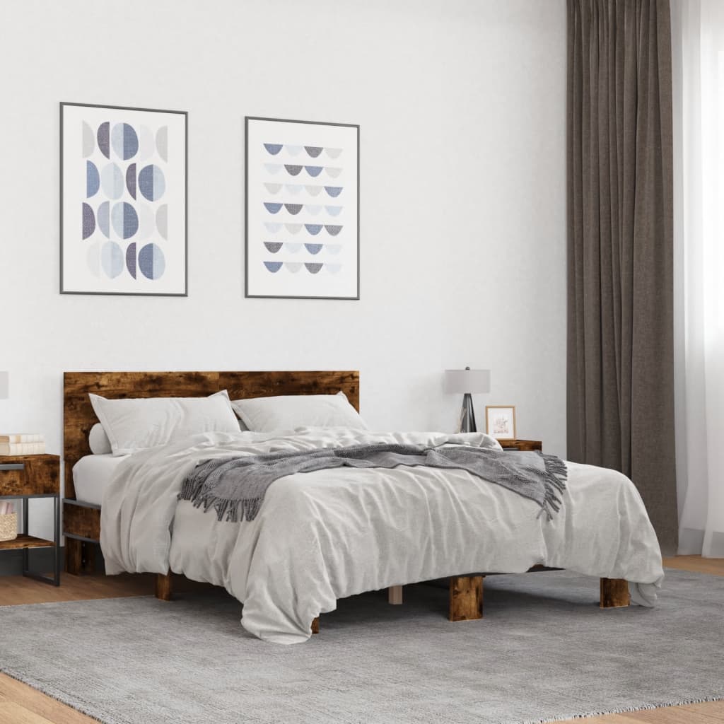 Bed Frame without Mattress Smoked Oak 120x190 cm Small Double