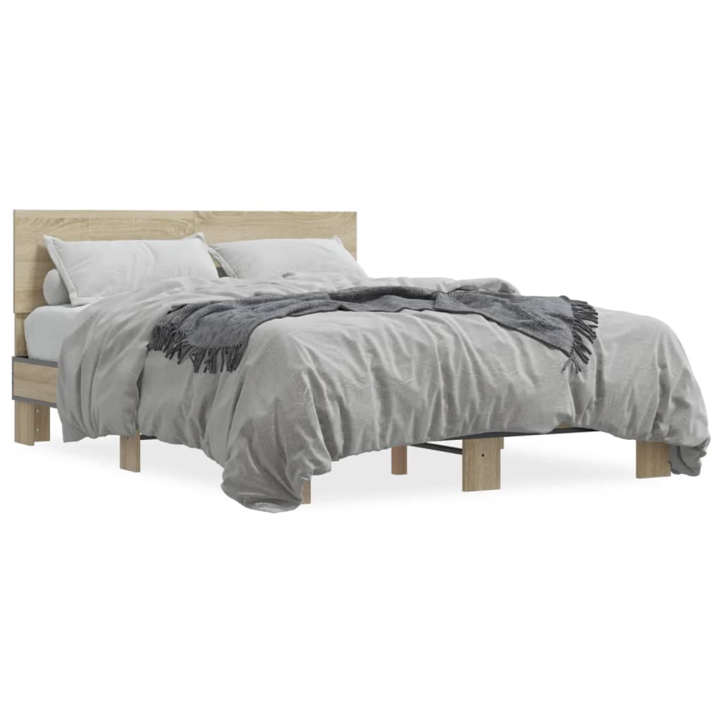 Bed Frame without Mattress Sonoma Oak 135x190 cm Double