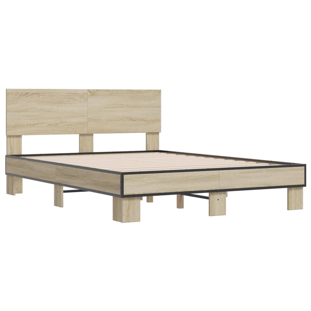 Bed Frame without Mattress Sonoma Oak 135x190 cm Double