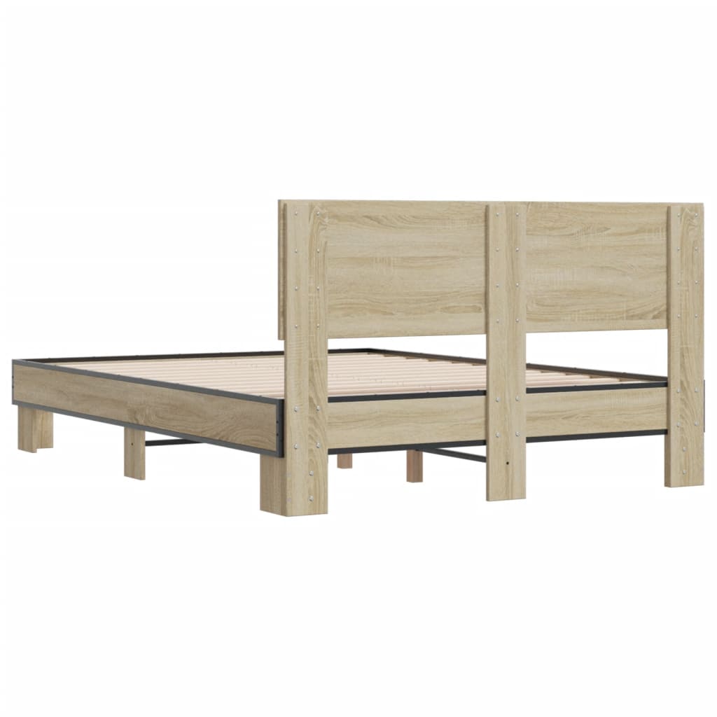 Bed Frame without Mattress Sonoma Oak 135x190 cm Double