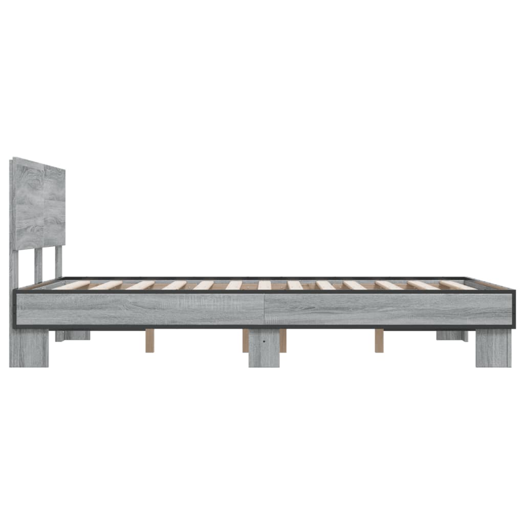 Bed Frame without Mattress Grey Sonoma 135x190 cm Double