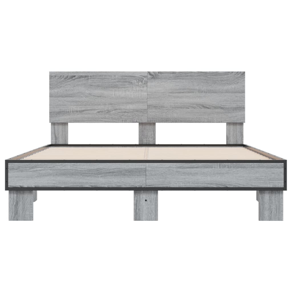 Bed Frame without Mattress Grey Sonoma 140x190 cm
