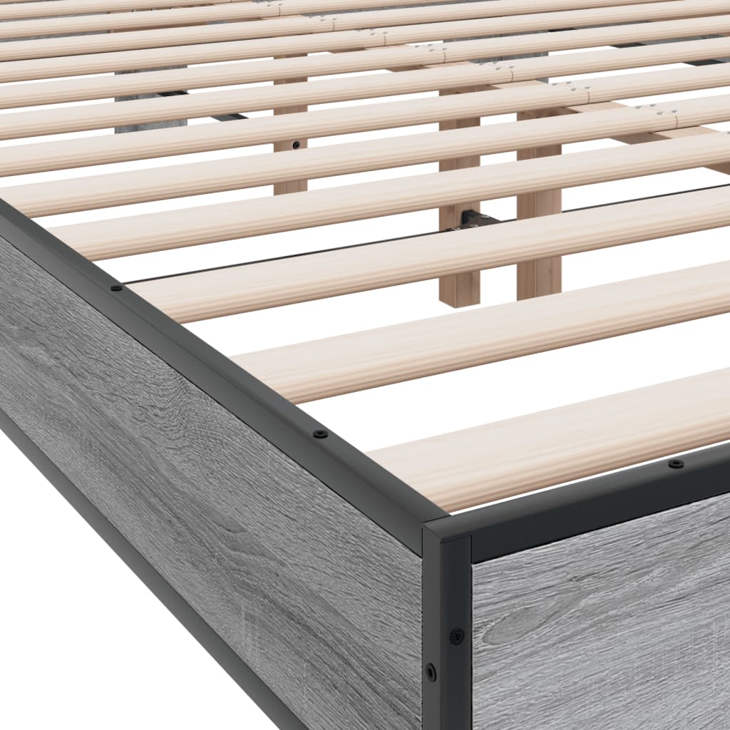 Bed Frame without Mattress Grey Sonoma 140x190 cm