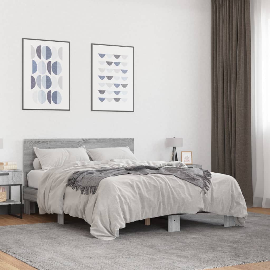 Bed Frame without Mattress Grey Sonoma 140x190 cm