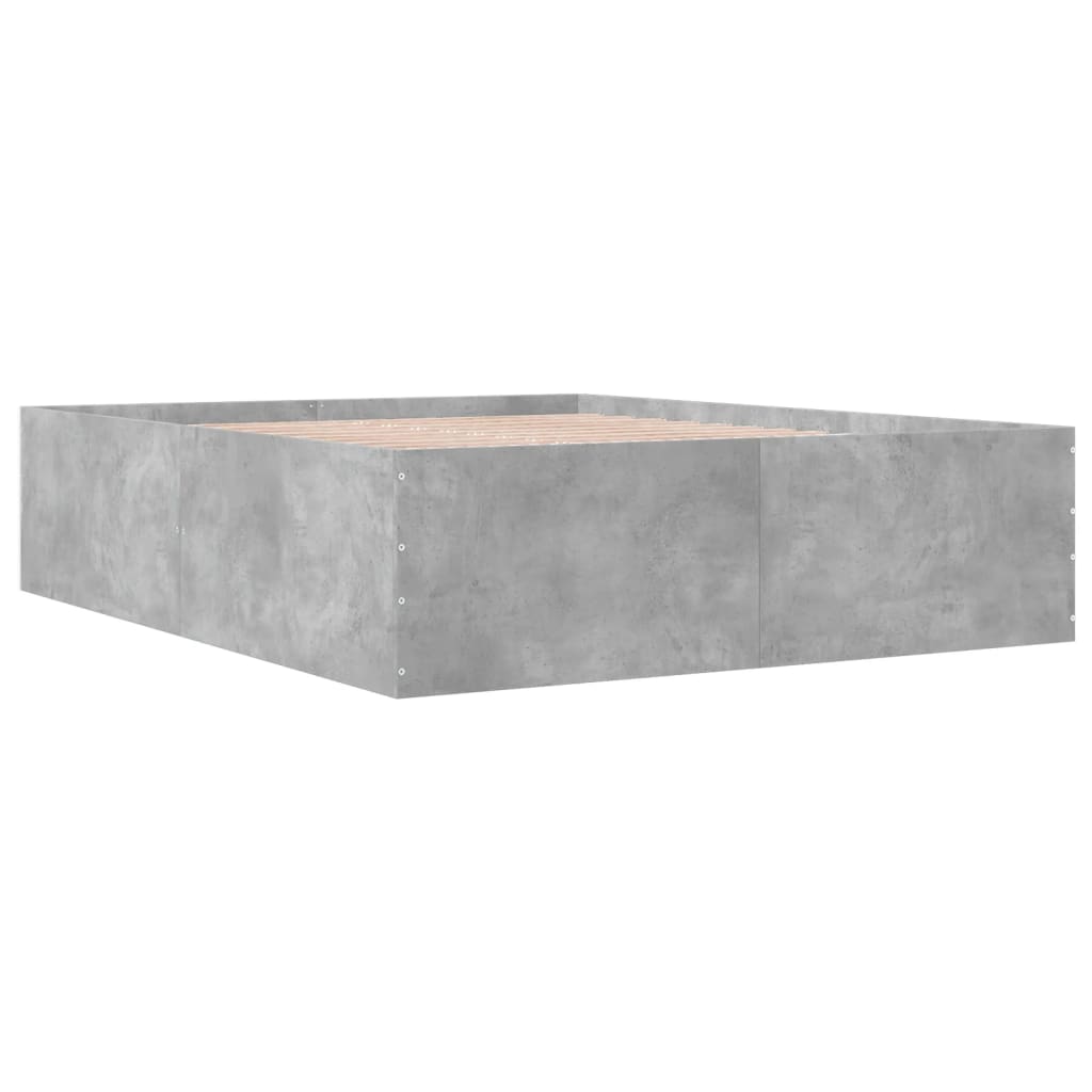 Bed Frame without Mattress Concrete Grey 150x200 cm King Size