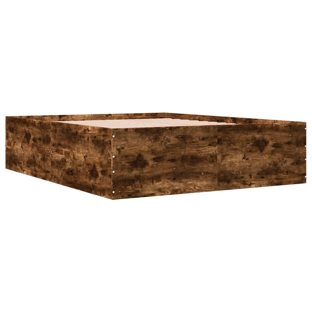Bed Frame without Mattress Smoked Oak 150x200 cm King Size