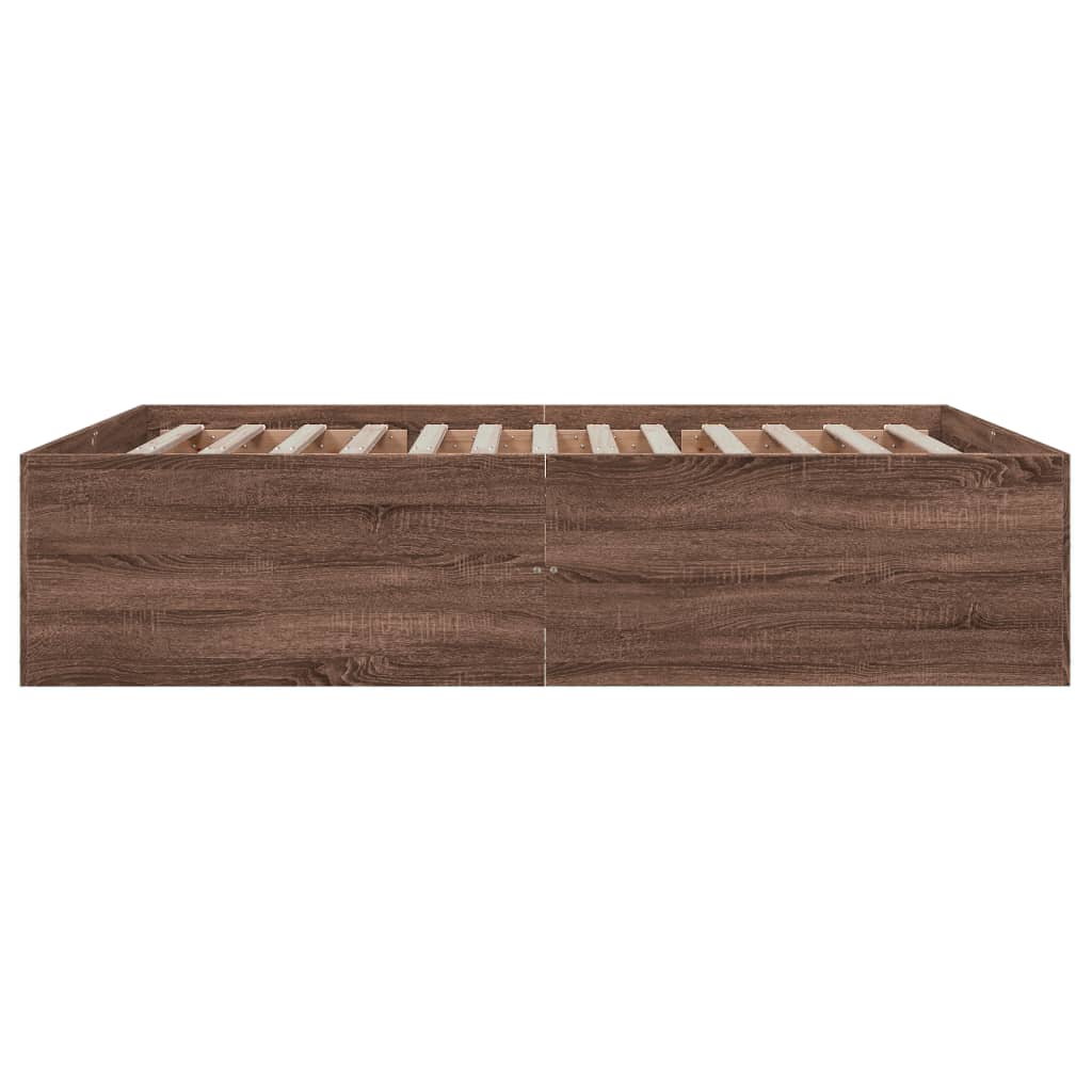Bed Frame without Mattress Brown Oak 150x200 cm King Size