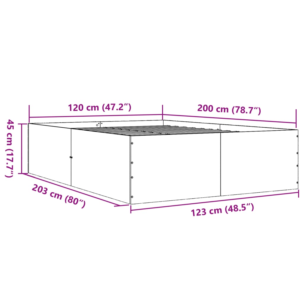 Bed Frame without Mattress Concrete Grey 120x200 cm