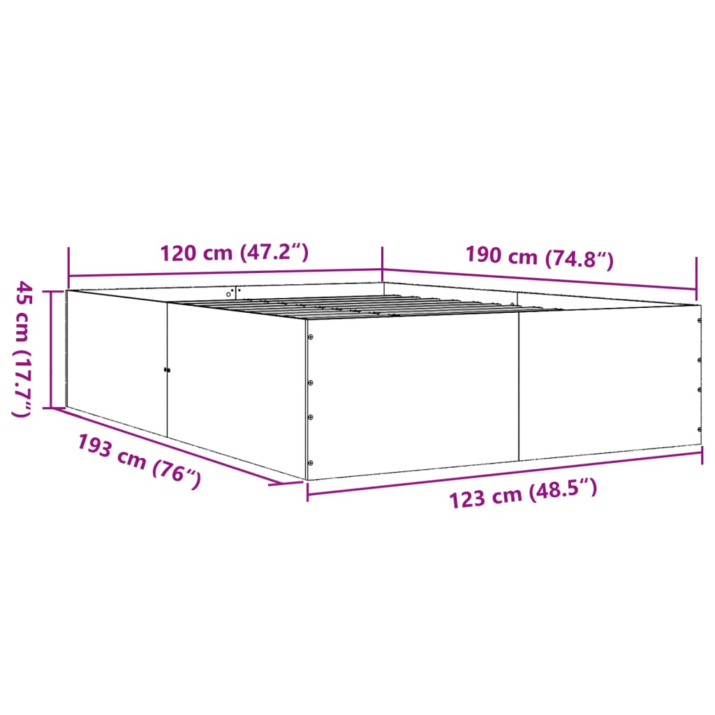 Bed Frame without Mattress Brown Oak 120x190 cm Small Double