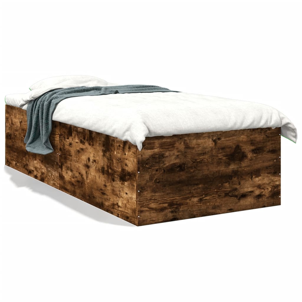 Bed Frame without Mattress Smoked Oak 90x200 cm