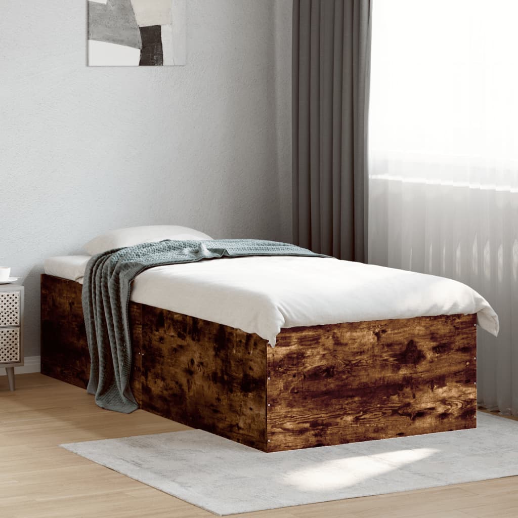 Bed Frame without Mattress Smoked Oak 90x200 cm