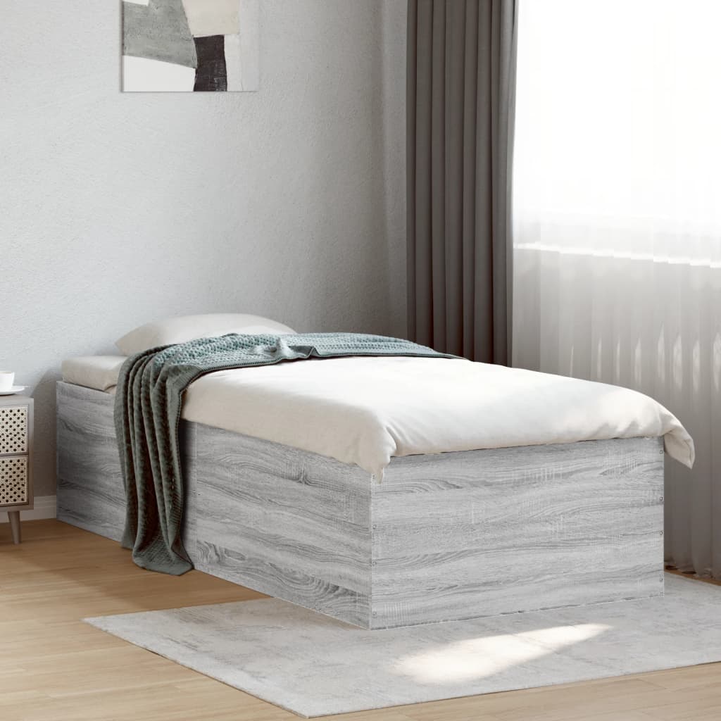 Bed Frame without Mattress Grey Sonoma 90x190 cm Single