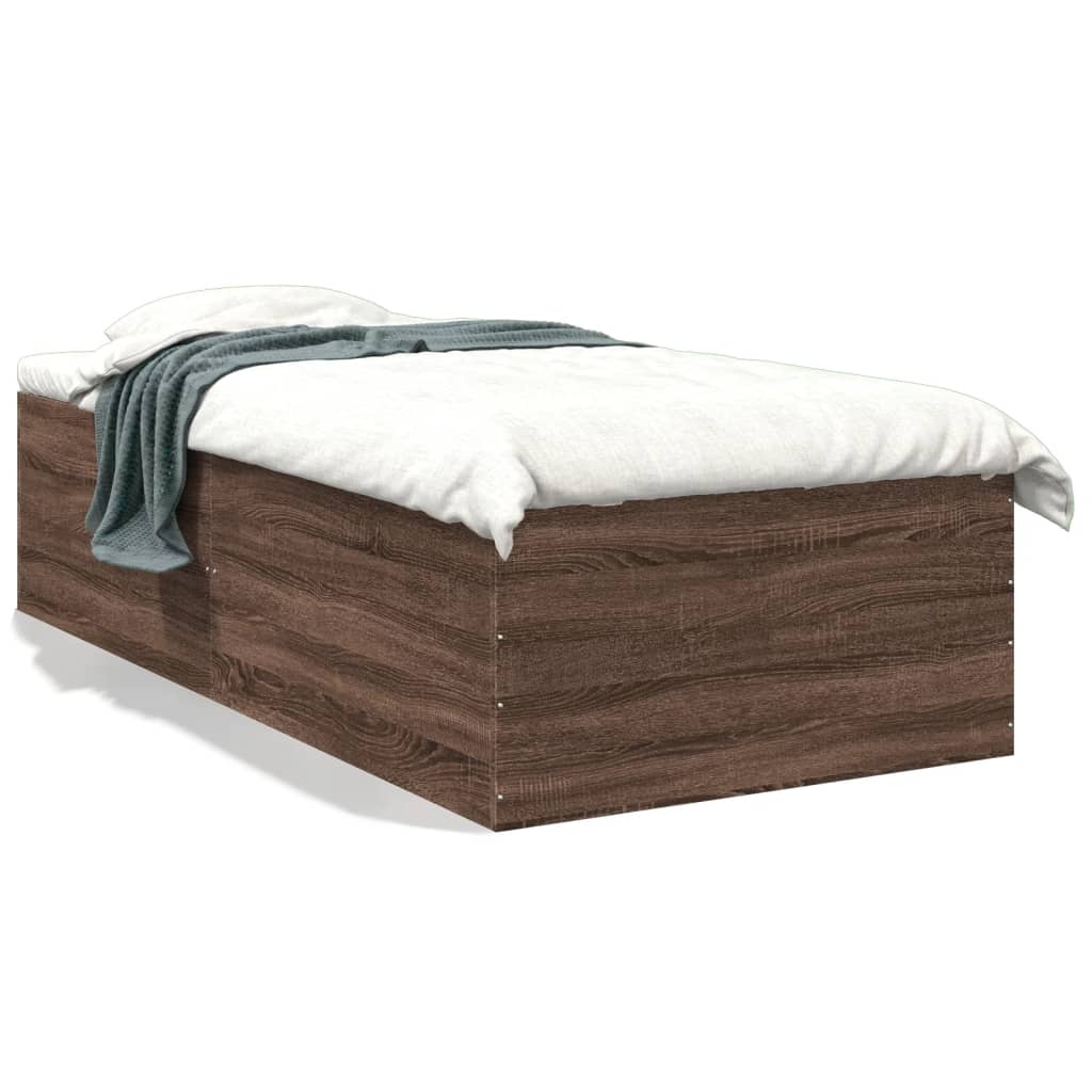 Bed Frame without Mattress Brown Oak 90x190 cm Single