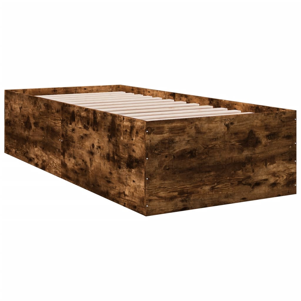 Bed Frame without Mattress Smoked Oak 75x190 cm Small Single