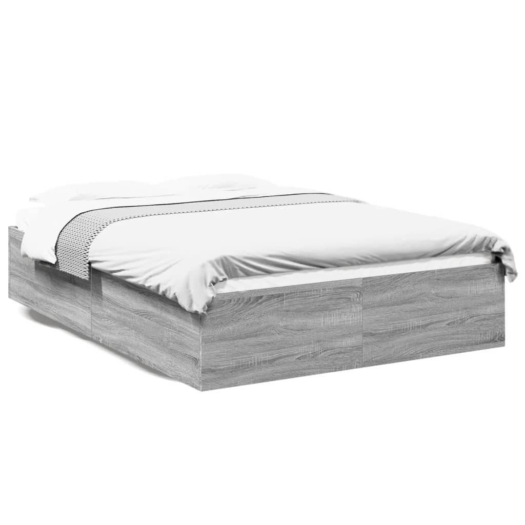 Bed Frame without Mattress Grey Sonoma 140x200 cm