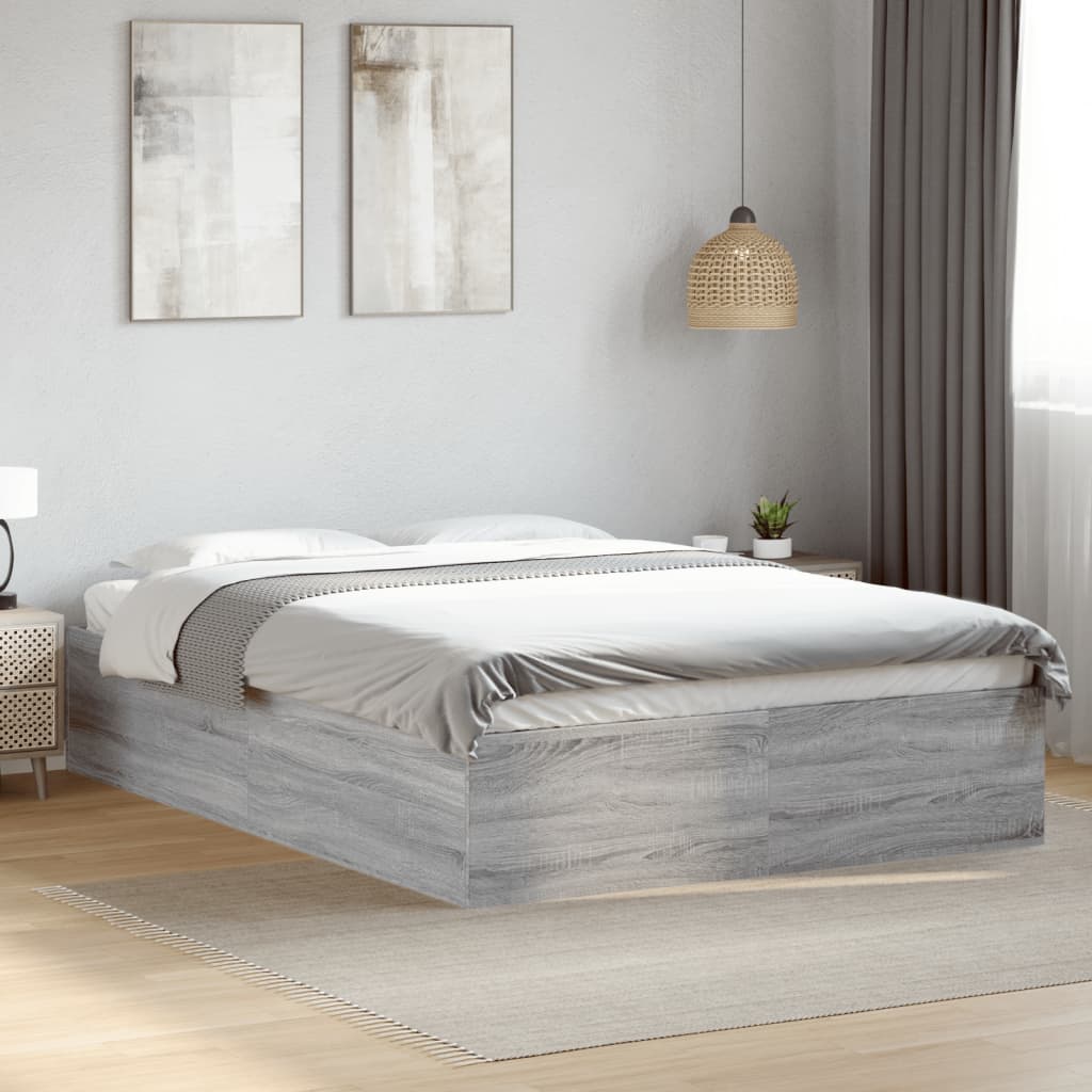 Bed Frame without Mattress Grey Sonoma 140x200 cm
