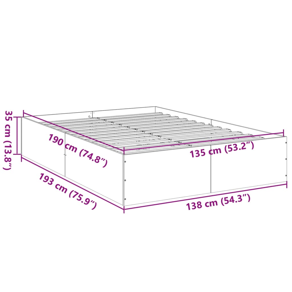 Bed Frame without Mattress White 135x190 cm Double