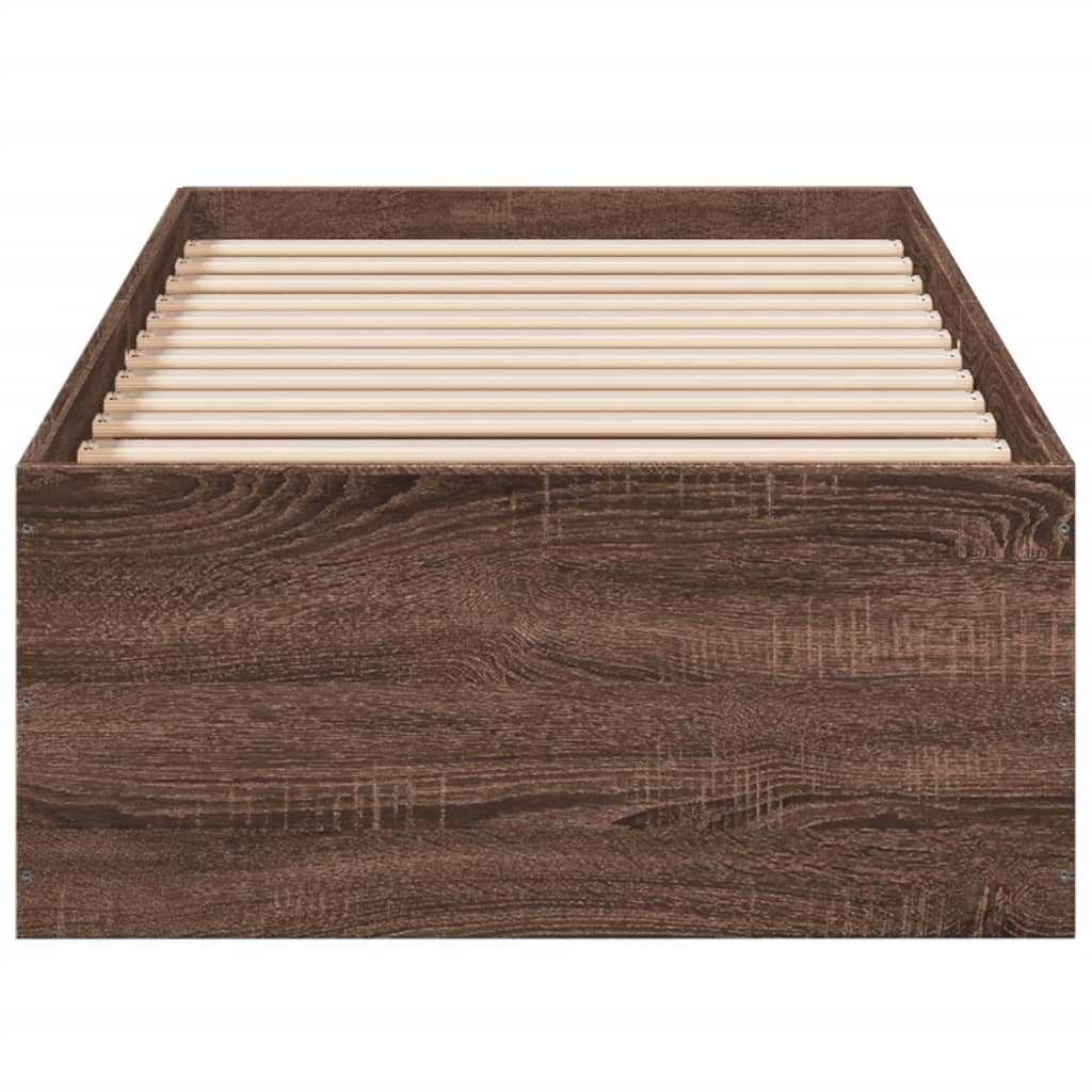 Bed Frame without Mattress Brown Oak 90x190 cm Single