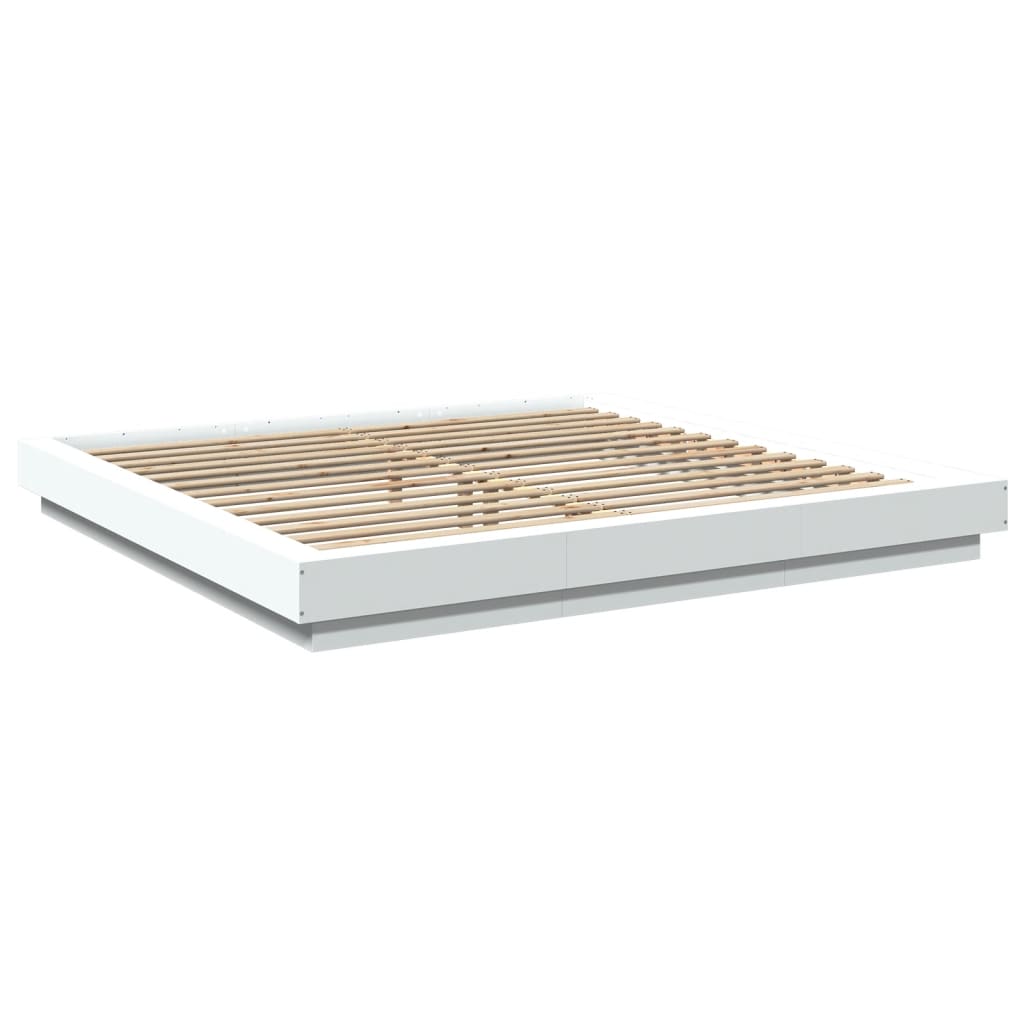 Bed Frame with LED Lights without Mattress White 200x200cm