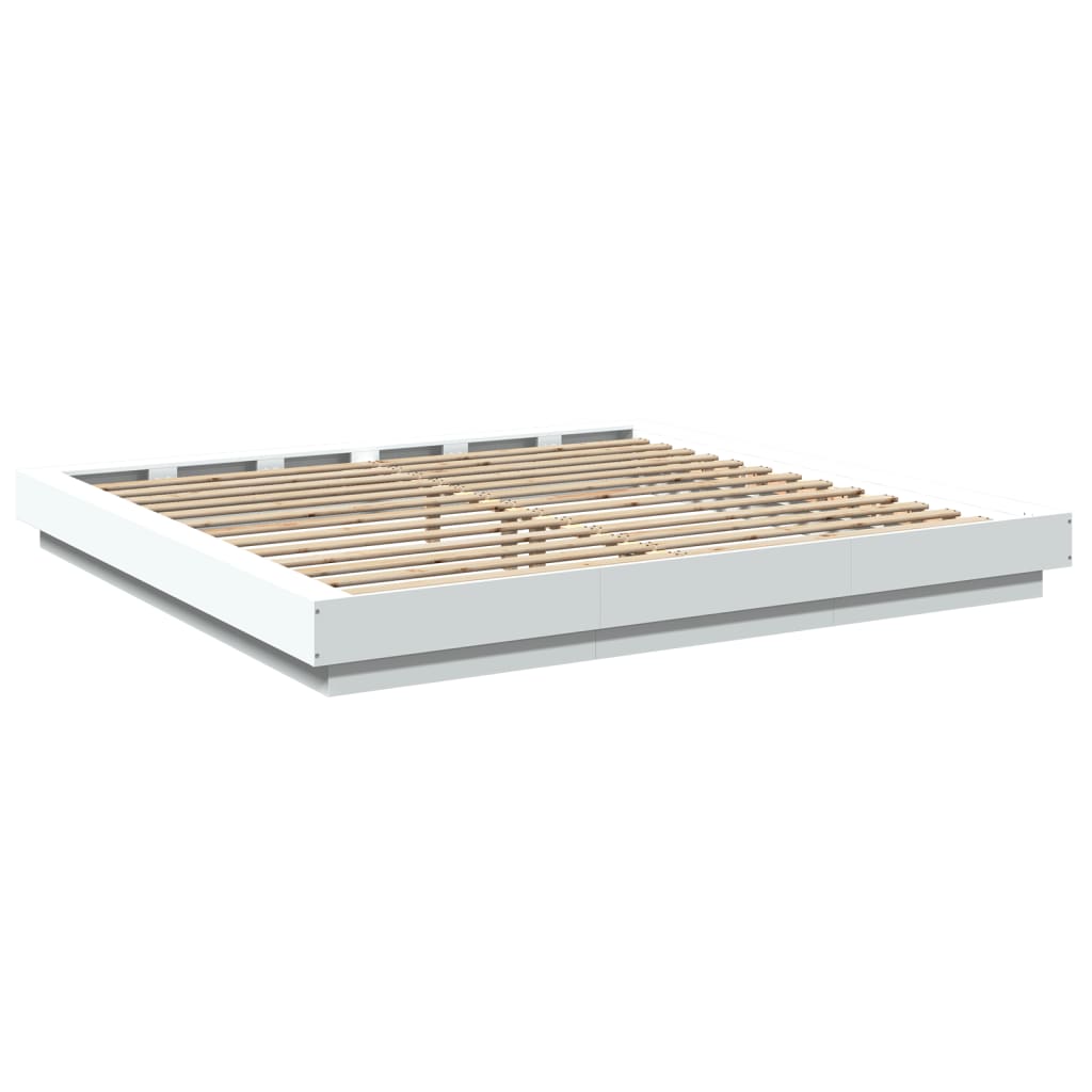 Modern Wooden Emperor Size 2m Bed Frame Base With LED Lights Wood Bed