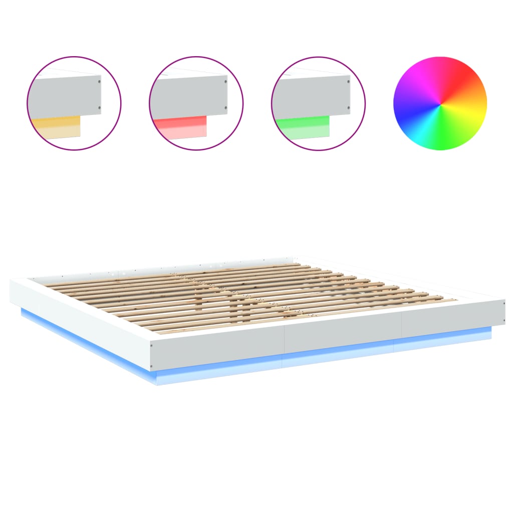 Modern Wooden Emperor Size 2m Bed Frame Base With LED Lights Wood Bed