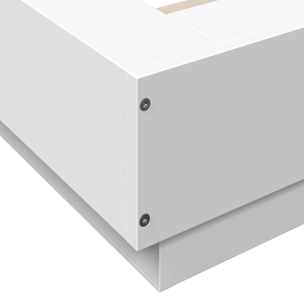 Bed Frame with LED Lights without Mattress White 200x200cm