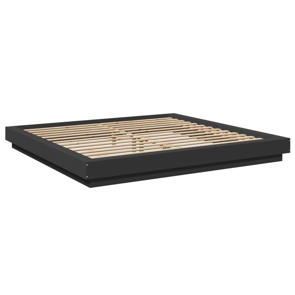 Modern Wooden Emperor Size 2m Bed Frame Base With LED Lights Wood Bed