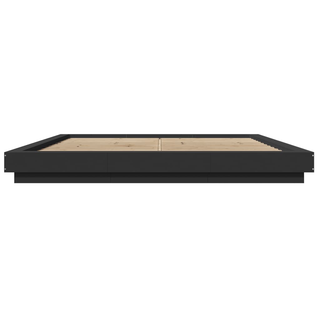 Modern Wooden Emperor Size 2m Bed Frame Base With LED Lights Wood Bed