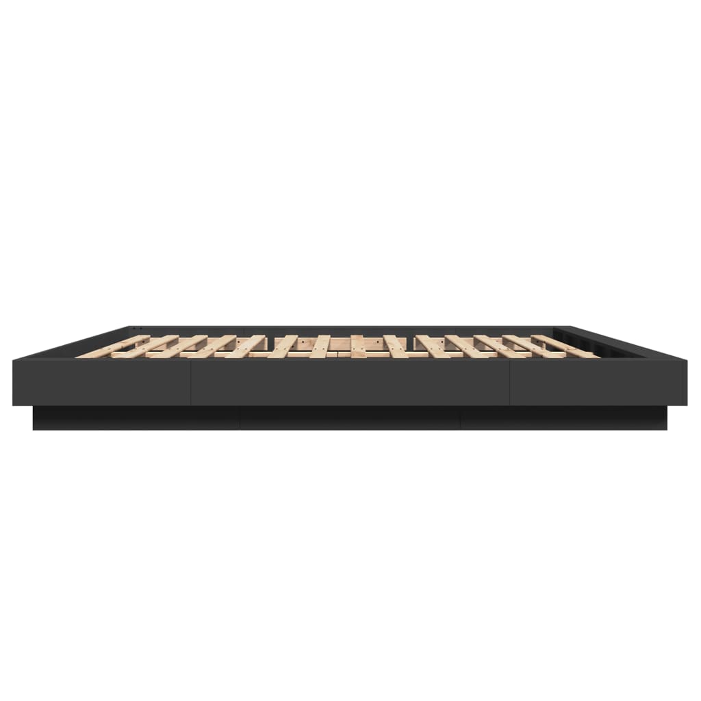 Modern Wooden Emperor Size 2m Bed Frame Base With LED Lights Wood Bed