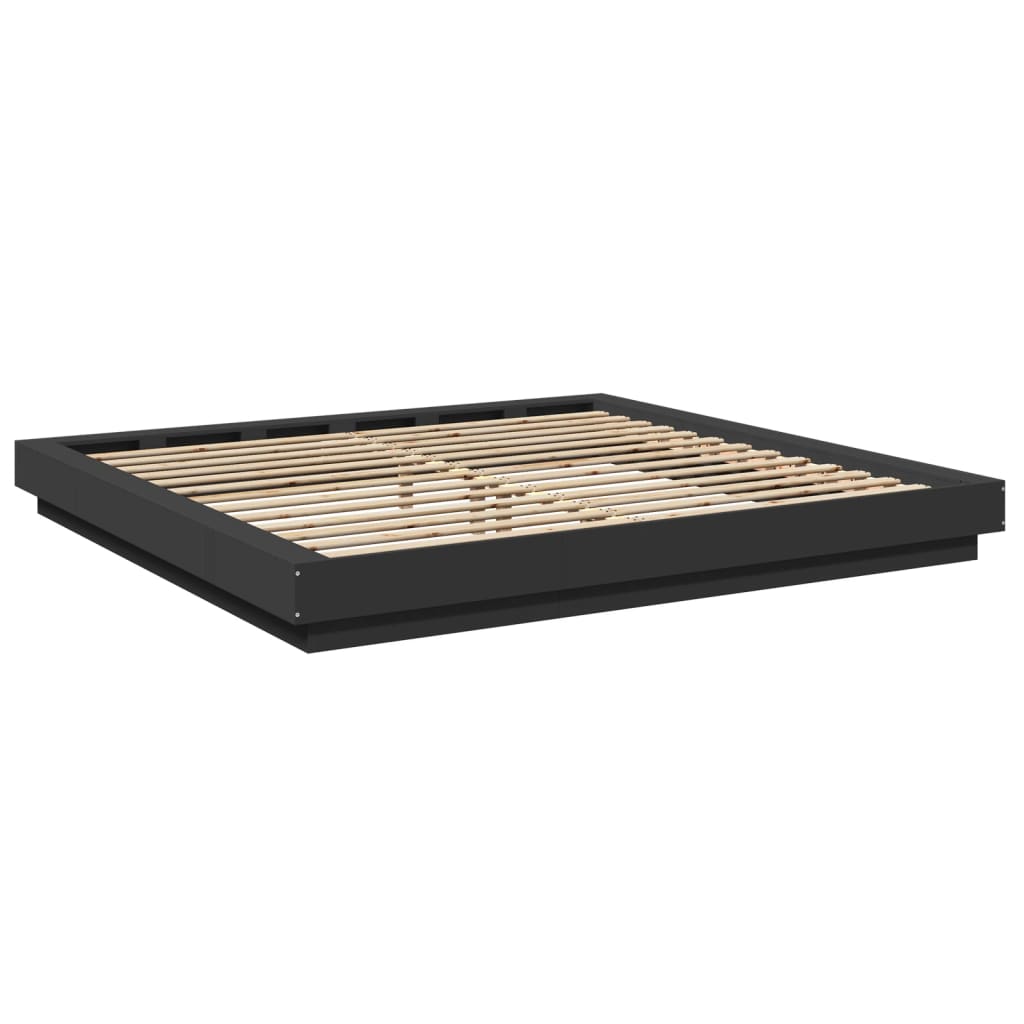 Modern Wooden Emperor Size 2m Bed Frame Base With LED Lights Wood Bed