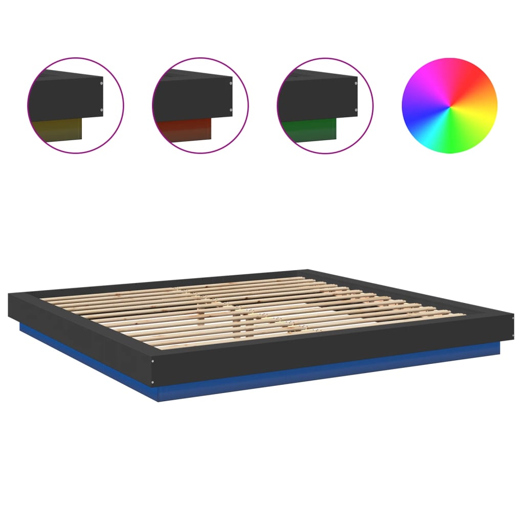 Modern Wooden Emperor Size 2m Bed Frame Base With LED Lights Wood Bed
